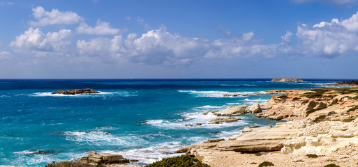 The coastline of beautiful beach on Mediterranean Sea. Cyprus