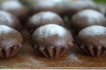 Many chocolate muffins