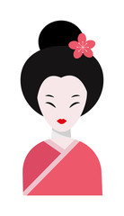 Japanese woman folk-art maiden cute kokeshi beautiful asian character vector.