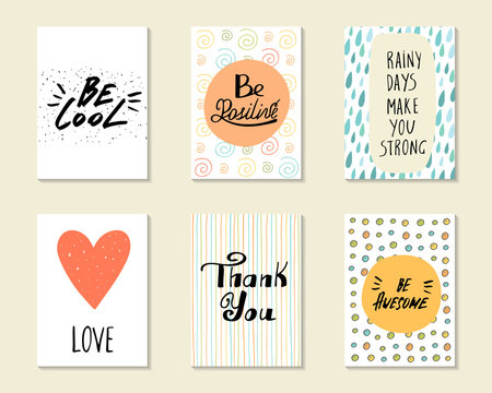 Cute hand drawn doodle postcards, cards, covers 