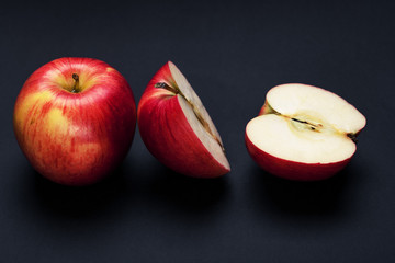 red apple isolated on a black background