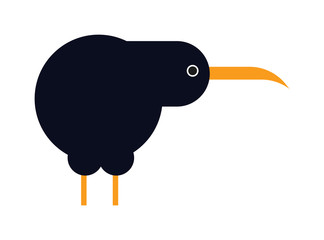North island brown kiwi bird cartoon flat vector illustration. 