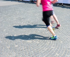 Marathon runners competing. 