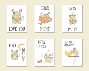 Cute hand drawn doodle cards