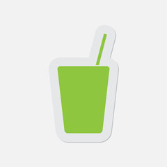 simple green icon - drink with straw