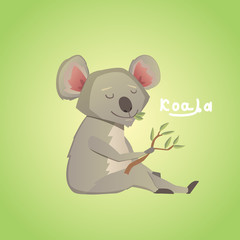 Vector illustration of cute cartoon koala.