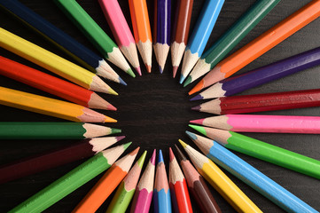 Chromatic palette of colored pencils
