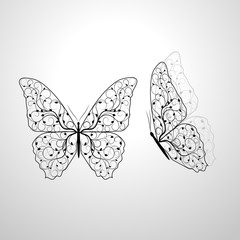Beautiful butterflies with floral pattern.
