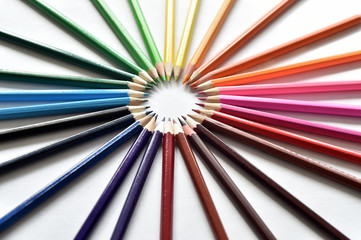 Chromatic palette of colored pencils
