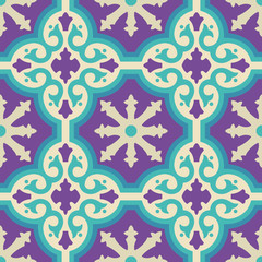 Ceramic floor tile mosaic pattern with decoration