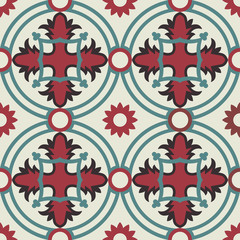 Mosaic floor pattern with vintage decoration