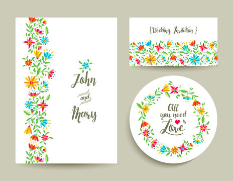 Flower wedding card invitation with nature design