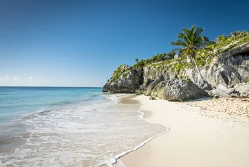Crédence de cuisine en verre imprimé Mexique white tropical beach in tulum yucatan mexico
