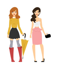 Fashion abstract vector girls silhouette isolated on fashion background