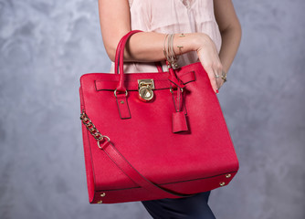 Bags fashion trends. Close up of gorgeous stylish bag. Female.