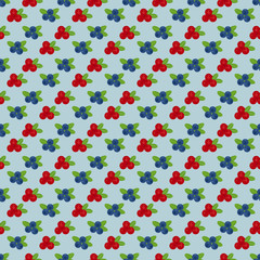 Cranberry and blueberry seamless pattern 4. Or illustration of cowberry and blackberry. Berries seamless pattern.