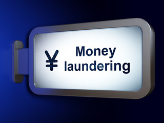 Banking concept: Money Laundering and Yen on billboard background