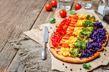 rainbow vegan pizza
