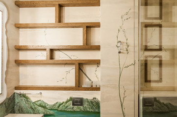 Shelf in modern bathroom interior