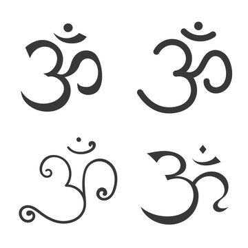 Sign Om. Hand drawn symbol of Buddhism and Hinduism religions