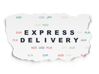 Finance concept: Express Delivery on Torn Paper background