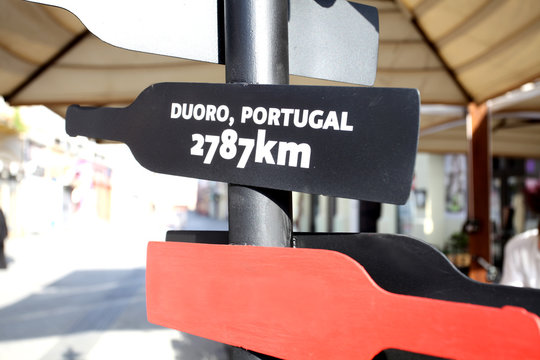 wine bottle sign for Douro in Portugal