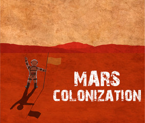 Mars colonization. Astronaut on the planet
