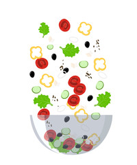 Recipe of salad cooking collection background salt pepper spices asparagus Greek salad menu restaurant