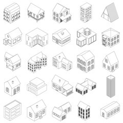 House icons set, isometric 3d style 