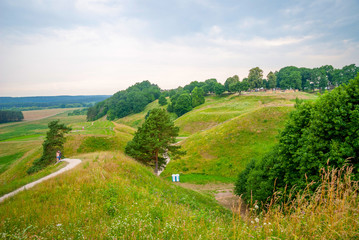 Fototapeta na wymiar Hill forts in Kernave, old Lithuanian capital
