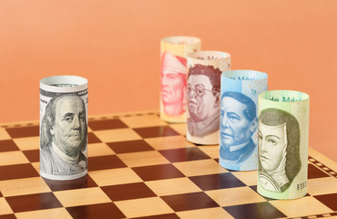 Mexico Pesos vs. US Dollar on a Chess Board