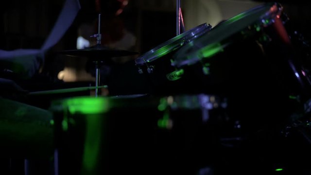 Anonymous Drummer Drumming on Stage - Close Up