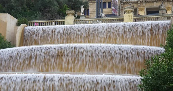 barcelona day light fountain cascade of royal palace 4k spain
