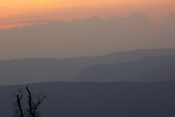 Fototapeta na wymiar Sunset in the mountains landscape.