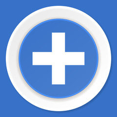 plus blue flat design modern web icon