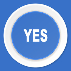 yes blue flat design modern web icon