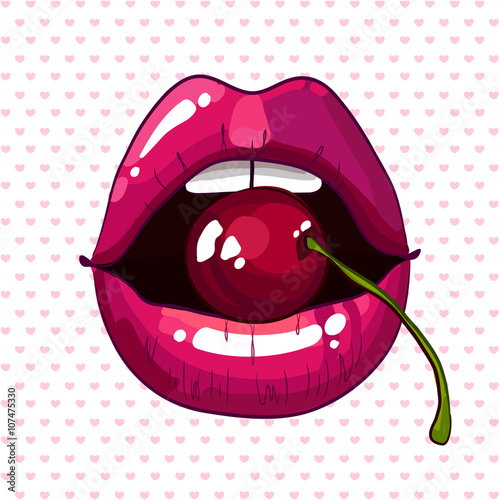 Cherry Lips Stock Image And Royalty Free Vector Files On Pic 107475330