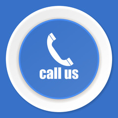 call us blue flat design modern web icon