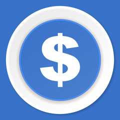 dollar blue flat design modern web icon