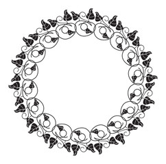 Vector leaves round frame design.