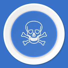 skull blue flat design modern web icon