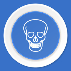 skull blue flat design modern web icon
