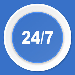 24/7 blue flat design modern web icon