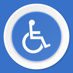 wheelchair blue flat design modern web icon