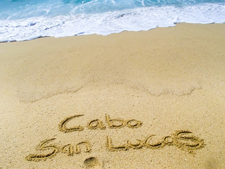 View of Waves at Sandy Beach of Cabo San Lucas in Mexico