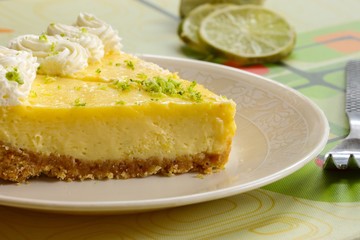 Slice of key lime pie dessert American food