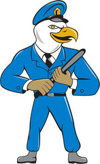 Bald Eagle Policeman Baton Cartoon