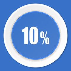 10 percent blue flat design modern web icon