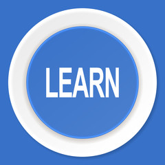 learn blue flat design modern web icon