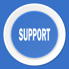 support blue flat design modern web icon